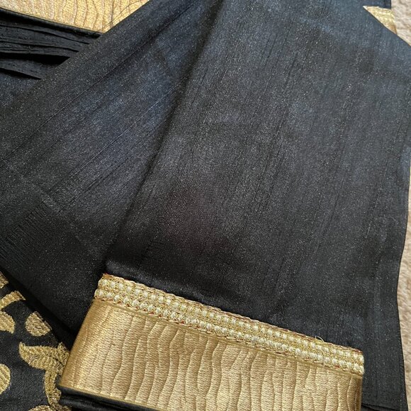 Black Indian Silk saree - Tussar silk saree with Heavy embroidery work Item desc - Picture 14 of 14